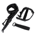 The Condor 3-Point Sling, a black adjustable nylon strap with plastic buckles and metal rings, is ideal for bushcraft or first responder use and is shown laid out on a white background.