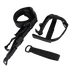 The Condor 3-Point Sling, a black adjustable nylon strap with plastic buckles and metal rings, is ideal for bushcraft or first responder use and is shown laid out on a white background.