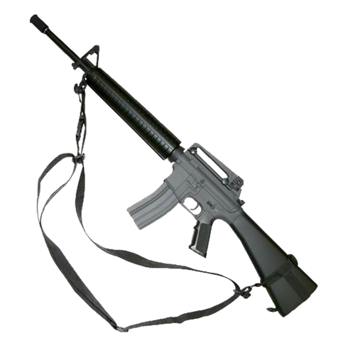 A Condor 3-Point Sling is displayed on a black semi-automatic rifle with magazine, carrying handle, and shoulder strap, commonly used by law enforcement and military, set against a white background.
