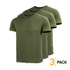 Three Condor Military Tee (3 Pack) olive green short-sleeve shirts, ideal for military or first responders, are shown side by side with a yellow 3 at the bottom right.