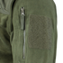 Close-up of the Alpha Fleece Jacket by Condor, featuring a green sleeve with a zippered pocket, pull tab, and rectangular loop fabric patch for attaching patches.