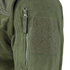 Close-up of the Alpha Fleece Jacket by Condor, featuring a green sleeve with a zippered pocket, pull tab, and rectangular loop fabric patch for attaching patches.
