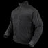 The Condor Alpha Fleece Jacket is a black zip-up with a high collar, zippered chest and side pockets, plus an upper left sleeve patch, displayed on a mannequin.