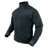 The Condor Alpha Fleece Jacket is a dark-colored, long-sleeve tactical jacket with a zip-up front, high collar, and multiple zippered pockets, shown on a plain background.