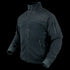 The Condor Alpha Fleece Jacket is a dark-colored, long-sleeve tactical jacket with a zip-up front, high collar, and multiple zippered pockets, shown on a plain background.