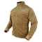 The Condor Alpha Fleece Jacket in tan features multiple zippered pockets and a high collar, shown against a plain background.