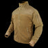 The Condor Alpha Fleece Jacket in tan features multiple zippered pockets and a high collar, shown against a plain background.