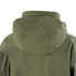 Back view of the Condor Summit Softshell Jacket in olive green, designed for cold weather with a tactical hood and visible seam stitching details.