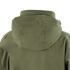 Back view of the Condor Summit Softshell Jacket in olive green, designed for cold weather with a tactical hood and visible seam stitching details.