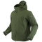 The Condor Summit Softshell Jacket in olive green features multiple zippered pockets, a front zipper closure, and adjustable cuffs—ideal for first responders or shooting range use. Shown on an invisible mannequin.