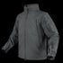 The Condor Summit Softshell Jacket is a gray tactical jacket designed for EDC or range trips, featuring multiple zippered chest, arm, and sleeve pockets. Displayed on a plain background.