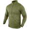 The Condor Base II Zip Pullover is an olive green, long-sleeve quarter-zip shirt with a high collar, shown on a featureless mannequin and no visible branding.