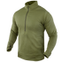The Condor Base II Zip Pullover is an olive green, long-sleeve quarter-zip shirt with a high collar, shown on a featureless mannequin and no visible branding.