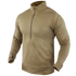 The Condor Base II Zip Pullover, shown on a headless mannequin, features a tan color, long sleeves, a quarter-zip front, and a mock neck.