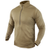 The Condor Base II Zip Pullover, shown on a headless mannequin, features a tan color, long sleeves, a quarter-zip front, and a mock neck.