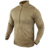 The Condor Base II Zip Pullover, shown on a headless mannequin, features a tan color, long sleeves, a quarter-zip front, and a mock neck.