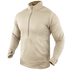 The Condor Base II Zip Pullover is a beige, long-sleeve, quarter-zip top with a high collar and thumb holes, shown on a plain background.