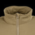 Close-up of the Condor Base II Zip Pullover, a tan, ribbed half-zip jacket featuring a high collar and visible stitching.