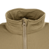 Close-up of the Condor Base II Zip Pullover, a tan, ribbed half-zip jacket featuring a high collar and visible stitching.