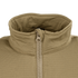 Close-up of the Condor Base II Zip Pullover, a tan, ribbed half-zip jacket featuring a high collar and visible stitching.