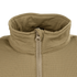 Close-up of the Condor Base II Zip Pullover, a tan, ribbed half-zip jacket featuring a high collar and visible stitching.