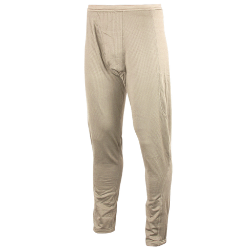 The Condor Base II Mid-Weight Drawer, beige thermal long johns with an elastic waistband, ideal for military or law enforcement personnel, shown on a white background.