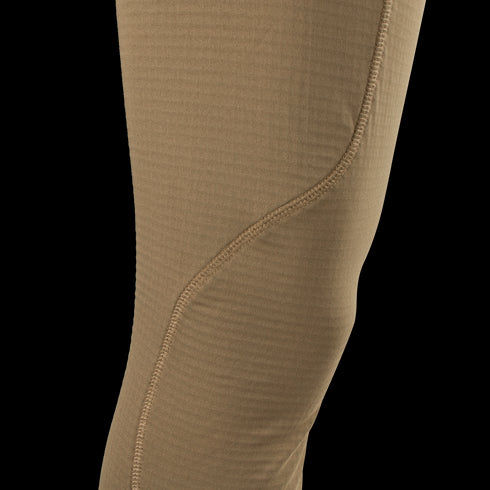 Close-up of Condor Base II Mid-Weight Drawer’s brown textured fabric with diagonal seam stitching—highlighting its rugged durability, perfect for EDC or bushcraft use.