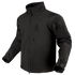 The Condor Phantom Softshell Jacket, shown on an invisible mannequin, is a black zip-up tactical jacket featuring multiple zippered pockets, a high collar, and adjustable cuffs.