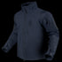The Condor Phantom Softshell Jacket is a dark blue zip-up with a high collar, zippered chest and arm pockets, and adjustable cuffs, shown on a plain background.