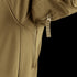 Close-up of the Condor Phantom Softshell Jackets tan sleeve, highlighting a vertical zipper with a fabric pull tab.
