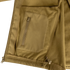 Close-up of the Condor Phantom Softshell Jacket in tan, featuring an interior zippered pocket and a drawstring at the bottom hem.