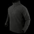 The Condor Quarter Zip Pullover is a black long-sleeve fleece with a zippered chest pocket and quarter-zip collar, perfect for bushcraft or EDC, shown on a plain background.