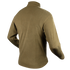 A person wearing a Condor Quarter Zip Pullover—a long-sleeve, light brown fleece and great EDC layer for the shooting range—is seen from the back.