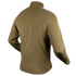 A person wearing a Condor Quarter Zip Pullover—a long-sleeve, light brown fleece and great EDC layer for the shooting range—is seen from the back.