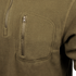 Close-up of the Condor Quarter Zip Pullover in olive green, featuring a zippered chest pocket and partial front zipper—perfect for bushcraft adventures or long days at the shooting range.