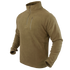 The Condor Quarter Zip Pullover is a tan, long-sleeve fleece with a stand-up collar and zippered chest pocket, perfect for bushcraft or EDC, shown on a mannequin torso.