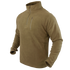 The Condor Quarter Zip Pullover is a tan, long-sleeve fleece with a stand-up collar and zippered chest pocket, perfect for bushcraft or EDC, shown on a mannequin torso.