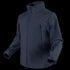 The Condor Summit Zero Softshell Jacket is a navy blue zip-up with a high collar, multiple zippered pockets on the chest and sleeves, and adjustable cuffs.