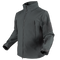 The Condor Summit Zero Softshell Jacket is a dark gray, zip-up tactical jacket featuring multiple zippered pockets on the chest, arms, and sleeve, shown on a white background.