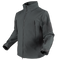 The Condor Summit Zero Softshell Jacket is a dark gray, zip-up tactical jacket featuring multiple zippered pockets on the chest, arms, and sleeve, shown on a white background.