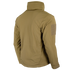 The Condor Summit Zero Softshell Jacket in tan is displayed from the back, featuring long sleeves, a high collar, and a hook-and-loop patch on the upper left sleeve.