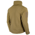 The Condor Summit Zero Softshell Jacket in tan is displayed from the back, featuring long sleeves, a high collar, and a hook-and-loop patch on the upper left sleeve.