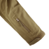 A close-up of the Condor Summit Zero Softshell Jacket in khaki shows its sleeve with a zippered pocket and hook-and-loop fastener at the cuff.