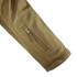 A close-up of the Condor Summit Zero Softshell Jacket in khaki shows its sleeve with a zippered pocket and hook-and-loop fastener at the cuff.