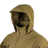 The Condor Summit Zero Softshell Jacket, in khaki, features a high collar and zippered front. It is shown displayed on a mannequin against a white background.