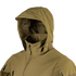 The Condor Summit Zero Softshell Jacket, in khaki, features a high collar and zippered front. It is shown displayed on a mannequin against a white background.