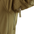 Close-up of the Condor Summit Softshell Jacket in olive green, showcasing a vertical zippered pocket with a fabric pull tab designed for cold weather.
