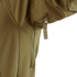 Close-up of the Condor Summit Softshell Jacket in olive green, showcasing a vertical zippered pocket with a fabric pull tab designed for cold weather.