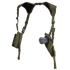 The Condor Vertical Shoulder Holster, shown against a white background, features dual pouches—one for a pistol and the other for extra storage.