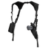 The Condor Vertical Shoulder Holster features dual adjustable straps, a handgun holster on one side, and an accessory pouch on the other.